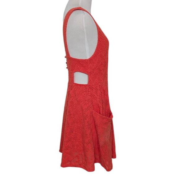 Free People Crochet Dress Womens Size Medium Orange Boho Keyhole Sleeveless - Picture 7 of 11
